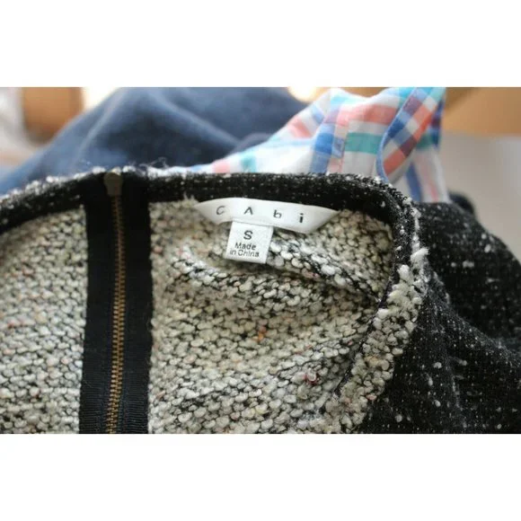 CAbi Womens Style 542 Black Grey Tweed Coco Shell Short Sleeve Sweater S - Picture 6 of 6